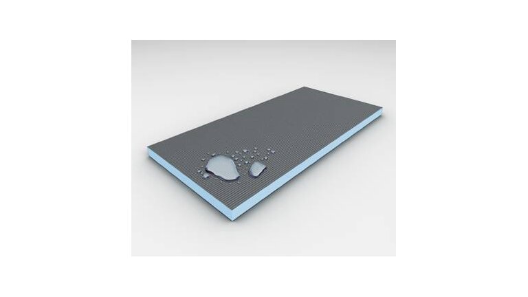 wedi Bauplatte, graue Platte mit blauer Füllung, liegend